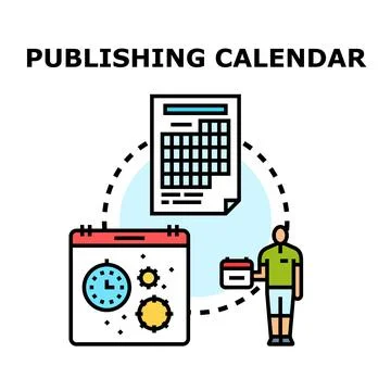 Publishing calendar planning creating content strategy Stock Illustration