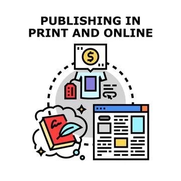 Publishing content in print and online for monetization Illustrazione stock