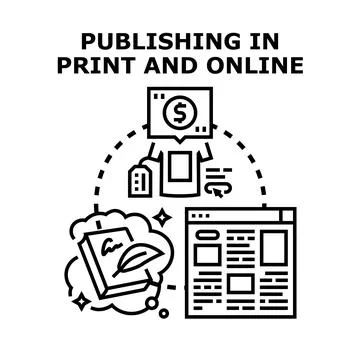 Publishing content in print and online for monetization Stock Illustration