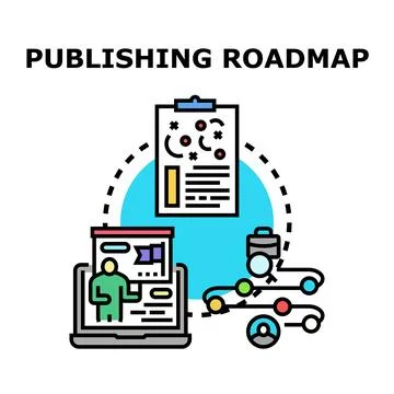 Publishing roadmap concept illustrating content creation strategy Stock Illustration