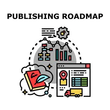 Publishing roadmap concept illustrating creative and distribution process Stock Illustration