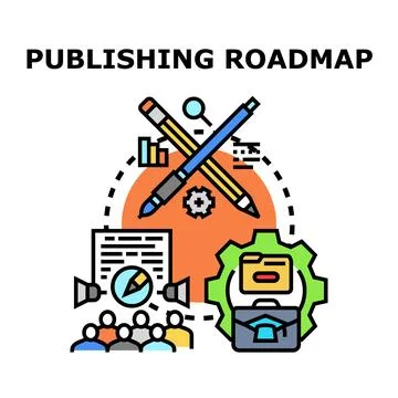 Publishing roadmap strategy concept for content creation Stock Illustration