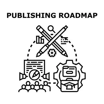 Publishing roadmap strategy concept for content creation Stock Illustration