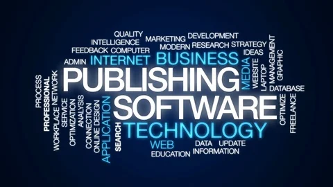 Publishing software animated word cloud, text design animation. Stock Footage 81738867