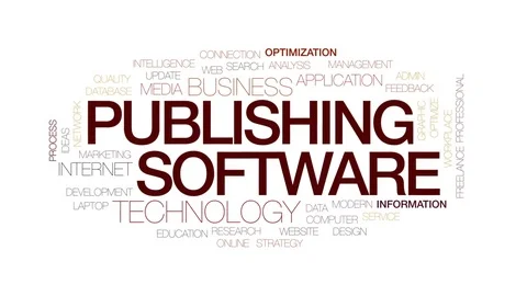 Publishing software animated word cloud, text design animation. Kinetic Stock Footage 82352593