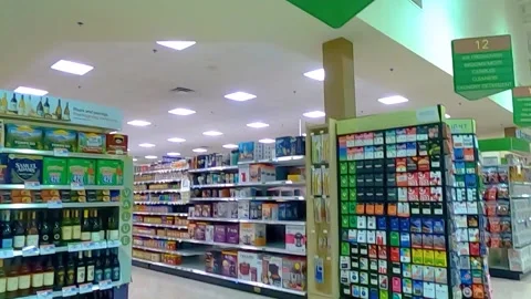 Publix Supermarket store interior pan of the front aisle of the store Stock-Footage 144010440
