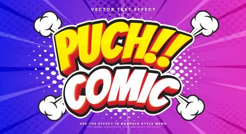 Puch Comic cartoon gaming style editable text effect Stock Illustration