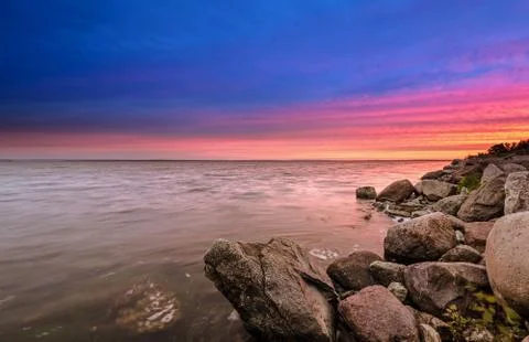 Puck Bay at sunset Stock Photos