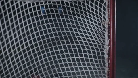 Puck flew into the gates close-up Stock Footage 76585737