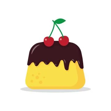 Pudding with a cherry Stock Illustration