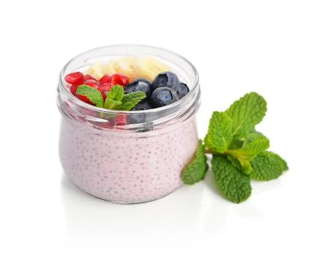 Pudding with chia seeds Stock Photos
