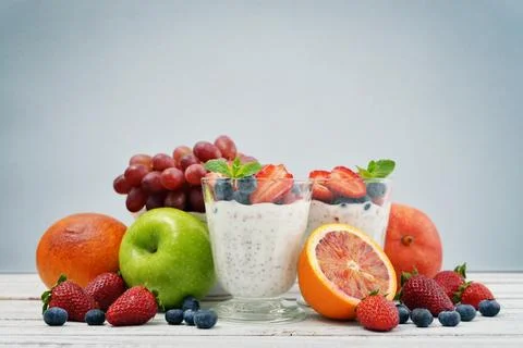 Pudding with chia seeds Stock Photos