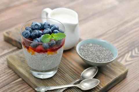 Pudding with chia seeds Foto stock