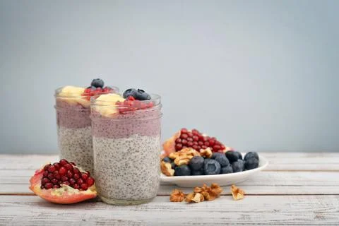 Pudding with chia seeds Stock Photos