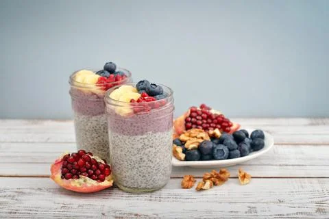 Pudding with chia seeds Stock Photos