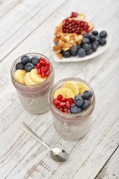 Pudding with chia seeds Stock Photos