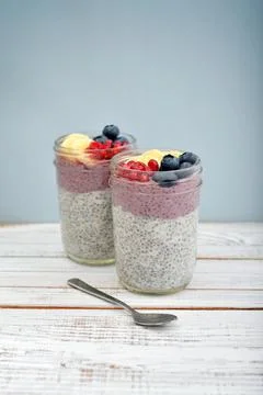 Pudding with chia seeds Stock Photos
