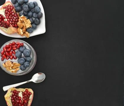 Pudding with chia seeds Stock Photos
