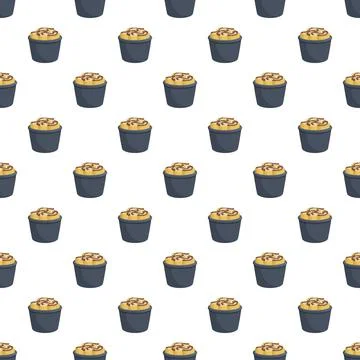 Pudding cups seamless pattern on white background Stock Illustration