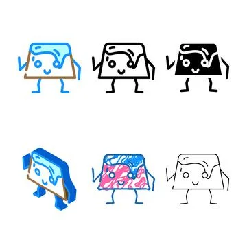 Pudding dessert character color types icon vector Stock Illustration