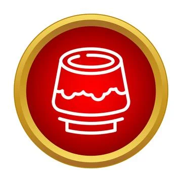 Pudding dessert icon in a red circle button イラスト素材