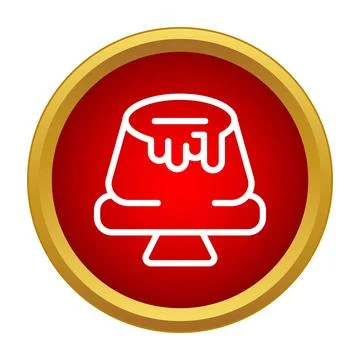 Pudding dessert icon in a red gold button Stock Illustration