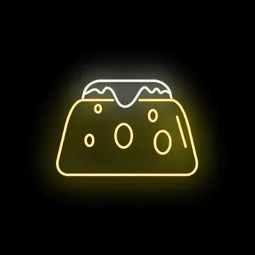 Pudding dessert neon light glowing icon sign Stock Illustration