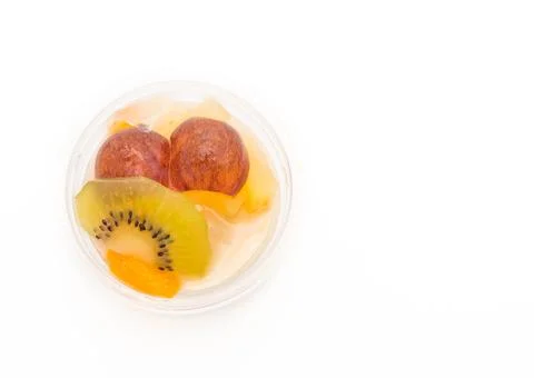 Pudding fruits on white Stock Photos