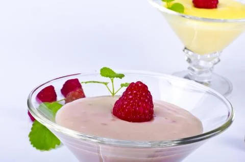 Pudding with Himbbere Stock Photos