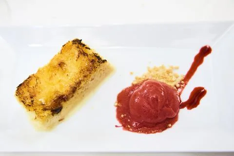 Pudding with Ice Cream Stock Photos