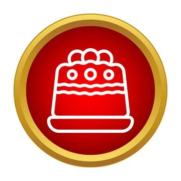 Pudding icon on a round red background with golden border Stock Illustration