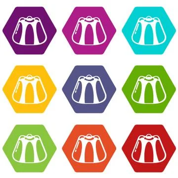 Pudding icons set 9 vector Stock Illustration