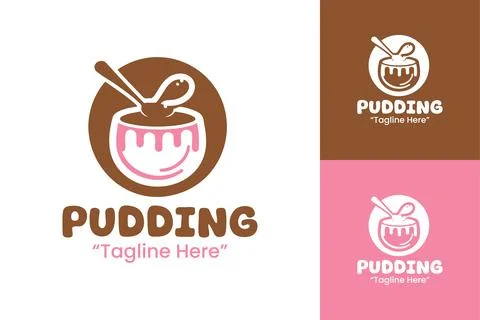 Pudding Logo Creative Sweet Cafe Branding Stock Illustration