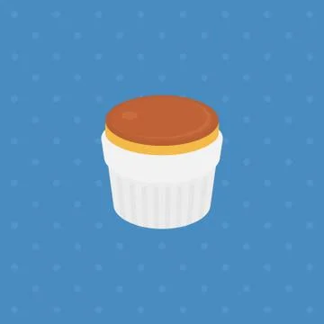 Pudding or custard with caramel in plate illustration vector Stock Illustration