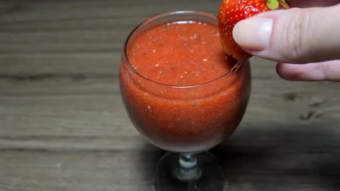 Pudding with strawberries Stock Footage 157552826