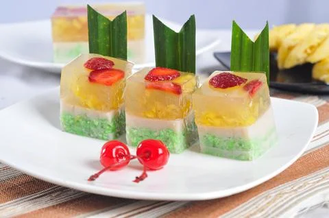 Pudding Strawberry Box Sliced Foto stock