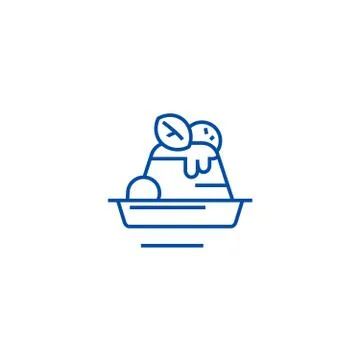 Pudding,desert,cake line icon concept. Pudding,desert,cake flat vector symbol Stock Illustration