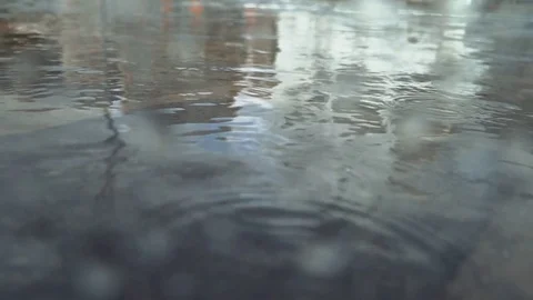 Puddle on the asphalt during rain Stock Footage 81339698