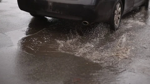 Puddle on the asphalt. Stock Footage 74374492