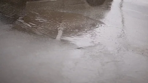 Puddle on the asphalt. Stock Footage 74374741