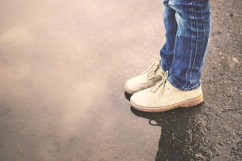 On the puddle edge Stock Photos