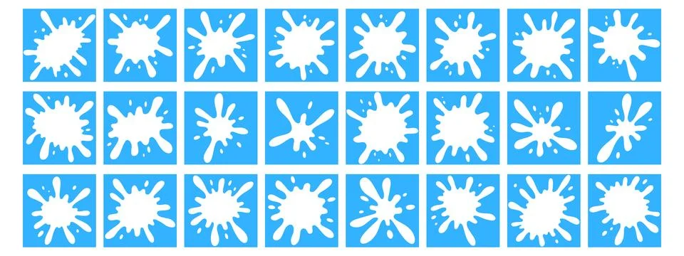 Puddle frames with organic splash edges. Square fluid blob silhouettes. Stock Illustration