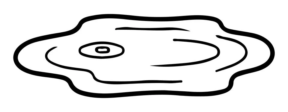 Puddle icon doodle hand drawn. Outline line drawing clipart symbol. Vector .. Stock Illustration