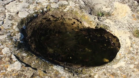 Puddle in a limestone rock Vídeo Stock 70514298