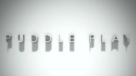 Puddle Play 3D title animation with shadows on a white background Stock Footage 296001942