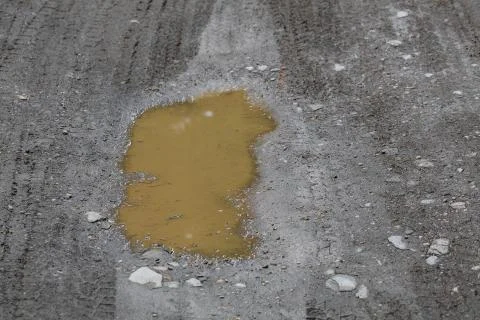 Puddle in an off-road 스톡 사진
