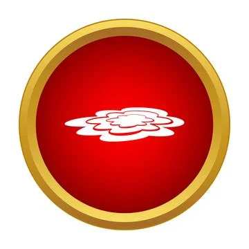 Puddle water drop splash liquid icon with gold frame Stock Illustration