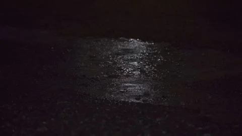 Puddle of water during a night rainstorm Stock Footage 245531944