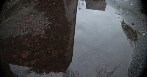 Puddle of water with reflection from a house 動画素材 147752940