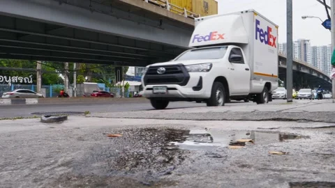 Puddle Of Water On A Side Walk Stock Footage 262980952